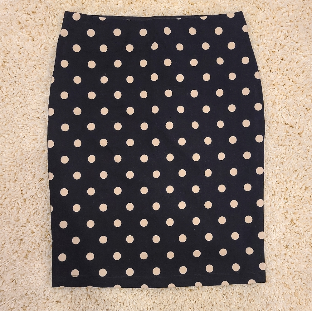 Ann Taylor Black & Tan Polka Dot Skirt, Size Medium (8)
